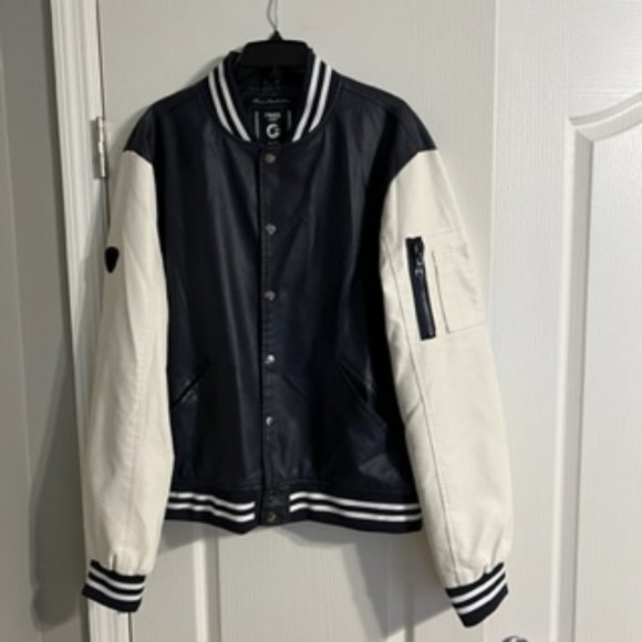 Fried Denim Other - Fried Denim Faux Leather Bomber Jacket XL Dark Blue